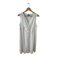 Tom Tailor Kleid Damen Dress Damenkleid Gr. 40 Wollweiß Baumwolle Wickel Boho