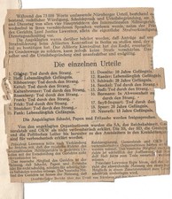 Urteile Nürnberger Prozess im originalen Zeitungsartikel 1946