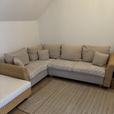 Rattan Couch mit Hocker