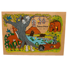 Fisher-Price Holz-Puzzle Wald Tiere 523-E für 1 1/2 - 4 Jährige Vintage 1982