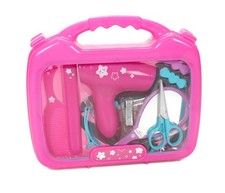 Friseur Set Koffer Puppe Frisierset Spielzeug Spiegel Fön Spielschere Kamm Föhn