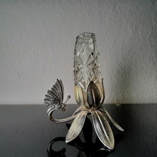 Vintage Jugendstil Libelle Tischvase Kristall Versilbert HOKA