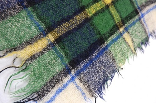 Mohair wolle kariert blau - wolle,
