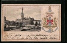 Künstler-AK Hamburg, Rathhaus, Stadtwappen, Schiffstau 1903 