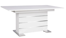 Esszimmertisch groß, ausziehbar 160 – 200 cm, matt weiß, Melaminbeschichtung