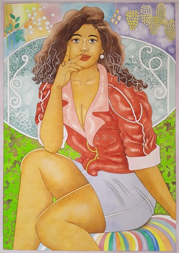 Erotik großes aquarell - aquarell, x