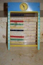 DDR ABAKUS Rechenrahmen aus Holz mit Uhr Lernspielzeug