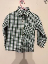 Kinder Tracht Hemd - Isar Trachten - Gr. 98 - grün kariert