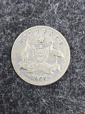 Australien 1955 sixpence - australien,