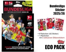 Topps Bundesliga 25/26 Sticker 2025-2026 EcoPack  6 Tüten+3 Glitzersticke