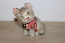 alte STEIFF KATZE  Susi 10 cm • ohne Knopf mit Schild •50/60er, gebraucht