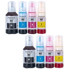8x Tinte Refill Flaschen für Epson 102 Eco Tank ET-3850 ET-4850 ET-4856 ET-15000