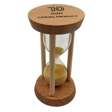 10 Min Sanduhr Holz gelb Glas