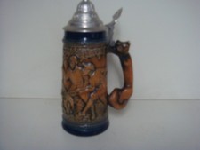 Bierkrug Gerz,mit Zinndeckel,Fuchsgriff,Steinzeug,