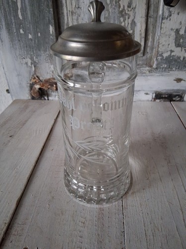 Antiker glas bierkrug mit - antiker,