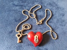 Heardbreaker Drachenfels Herz Kette Schloss m. Schlüssel Kugelkette 925 Silber