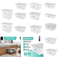 Stapelbare durchsichtige Kunststoff Aufbewahrungsbox Boxen mit Deckel Home Office stark hergestellt in UK