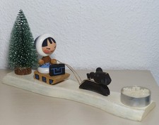 Lichterbrett Holz Wintermotiv - Eskimo mit Hundeschlitten, Bastelarbeit