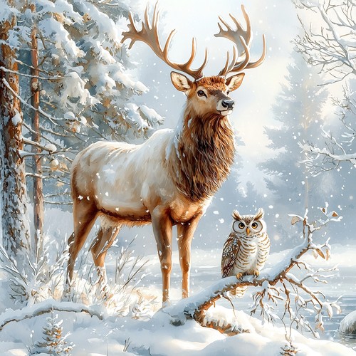 Deko bild hirsch eule - bild,