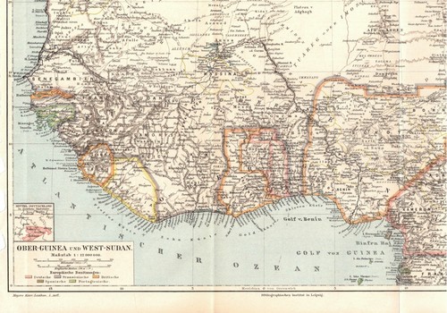 Westafrika farb landkarte - westafrika,