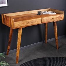 Massivholz Konsolentisch BEAUTY BY NATURE 110cm Sheesham Schreibtisch Stauraum