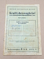 KFZ Brief Kraftfahrzeugbrief Fahrzeugbrief DDR Motorrad Krad MZ ES 300 EZ 1963