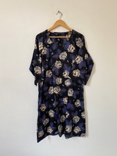 Gudrun Sjoden Kleid klein schwarz lila Blatt Taschen Tunika 3/4 Arm knielang