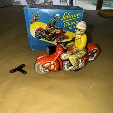 Bb140- Original Schuco "Charly" 1005 Uhrwerk Motorrad Spielzeug mit Schlüssel & Repro Box