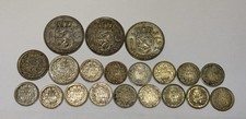 Lot Münzen Niederlande Gulden Silber - 3x 1 Gulden - 2x 25 Cent - 15x 10 Cent