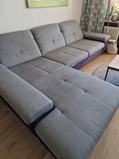 Polsterecke mit Ottomane, Bettkasten, Schlaffunktion