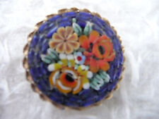 Millefiori Micro Glas Mosaik Brosche Glasmosaik  vergoldet Italien Metall 