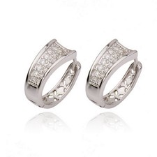 Ohrringe/Creole Menora, Metall-Legierung, rhodiniert, Zirkonia