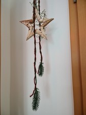 Adventsschmuck Weihnachtsdeko Stern mit Dekoband Filzband Tanne Holzstern