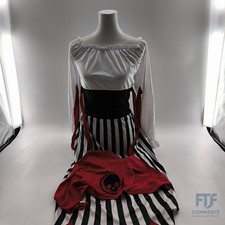 Piraten-Lady Kostüm Kleid mit Armbinden Gürtel und Kopftuch, Medium