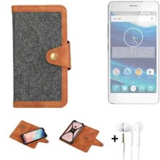 Handy-Hülle + Kopfhörer für Qilive Q5 Handy-Tasche dunkelgrau