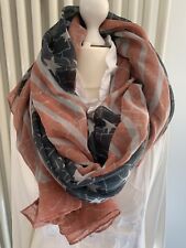 Damen großes Tuch Schal even & odd blau rot grau Sterne Streifen ca. 150x170 cm