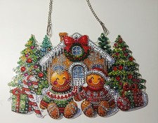 Deko Weihnachten Winter FENSTERBILD Lebkuchenhaus CHRISTMAS Advent