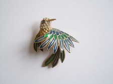 Brosche Vogel Email Strass
