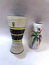 MR- Keramik -Scheurich 2 kleine   Vasen handgemalt Stil 50 er Jahre