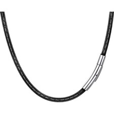 Kunstleder Halskette Männer Damen geflochten 41-76cm Verschluss Geschenk
