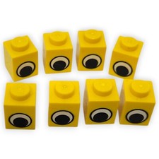 Lego Stein Brick 1x1 3005pe1 Gelb Bedruckt Augen Steine Black White Eyes Ersatz