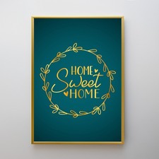 codiarts. Poster DIN A3 Goldprägung Familie - sweet Home- Petrol Wandbild
