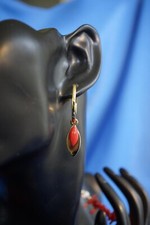Ohrringe Hänger Gold Koralle rot Antikstil Art Deco  Jugendstil