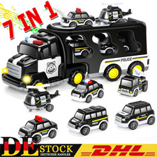 Kinder LKW Spielzeugauto + Licht und Musik Spielzeug Polizei Transporter Truck
