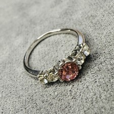 Ring versilbert Rosa Stein Ziersteine Größe 56 Damen Schmuck