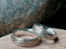 Trauringe Mokume Gane Shakudo Shibuichi Silber 925 Holzmaserung mit Augen