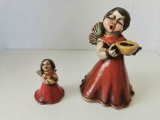 zwei Engel rot mit Kerzenhalter, Thun, Bozen, 10cm, 20cm hoch, Keramik, Advent