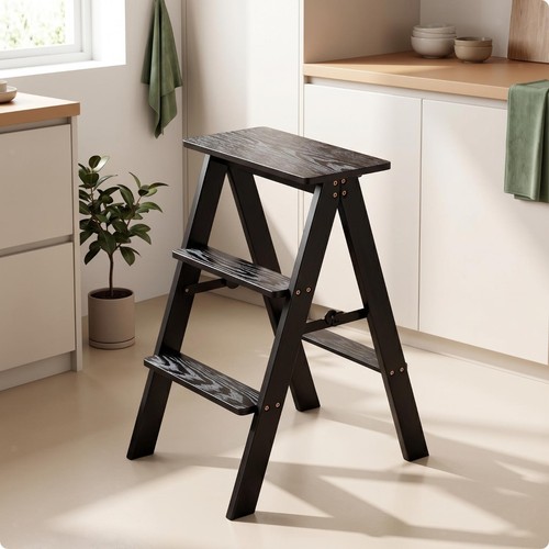 Stufenleiter mit holzoptik - mit,