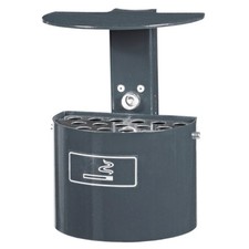 Halbrund-Ascher / 2 l / mit Haube / Wand- o. Pfostenmontage / Aschenbecher