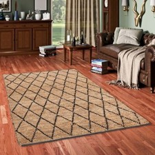 Naturfaser Handgefertigt Jute Salsa Beige Schwarz Rauten